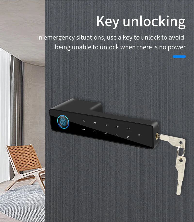 European Handle Door Fingerprint Lock Hidden Keyhole Tuya for Bedroom Study Magnetic One-word Minimalist Ecological Silent Lock