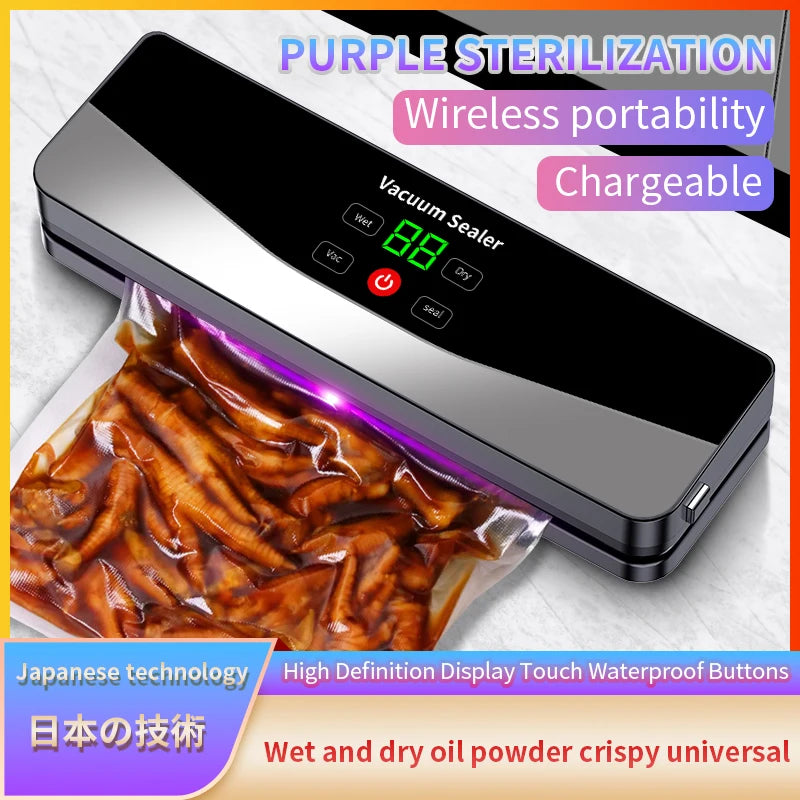2026 Rechargeable Wireless Portability Vacuum Sealer With Sealing Countdown Display Multi-Pack Vacuum Touch Waterproof Buttons