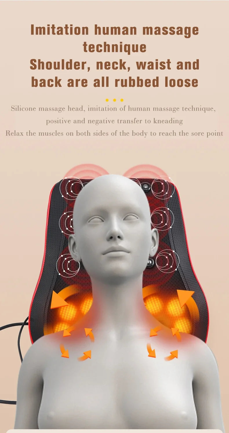 Shiatsu Neck and Back Massager with Heat and Airbag Therapy Relaxation Treatment Tidesmit