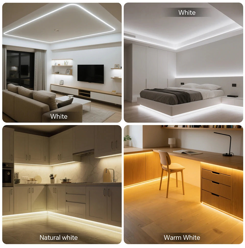 Super Bright 220V COB LED Strip with Switch FOB Tape Ribbon EU Plug 2M 5M 30M 25M 20M 15M 10M LED Lights For Kitchen Room Decor