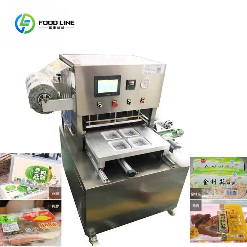 Customized New Type Vacuum Fresh Food Tray Sealer/plastic Bowl Cups Sealing Machine/vacuum Plastic Box Container Sealing Machine