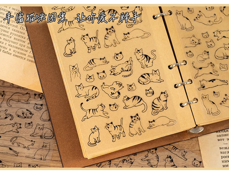 2 sheets of cute black cat PET stickers for DIY scrapbooking, photo albums, and fun journaling crafts.