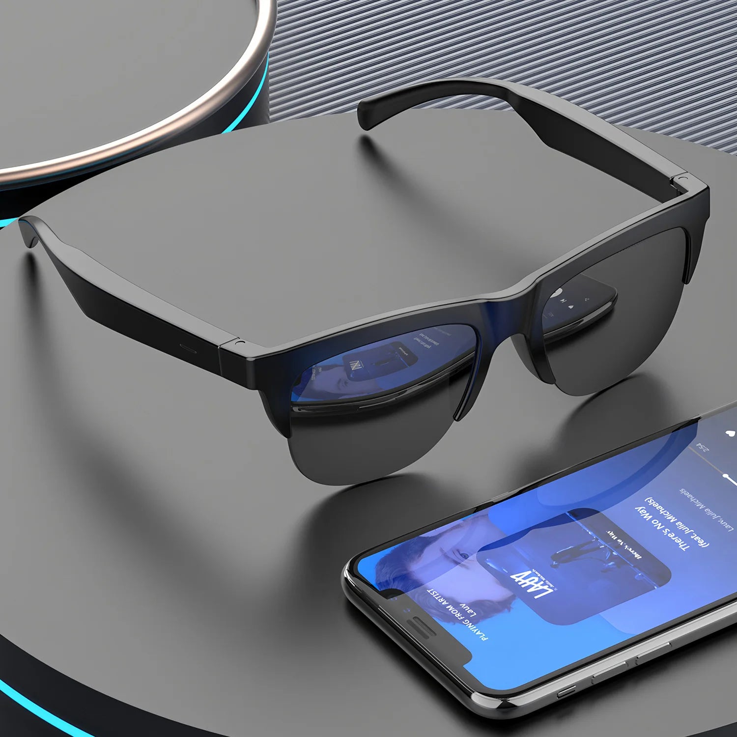 Bluetooth Smart Glasses - Immersive Spatial Audio Hands-Free Black Tidesmit