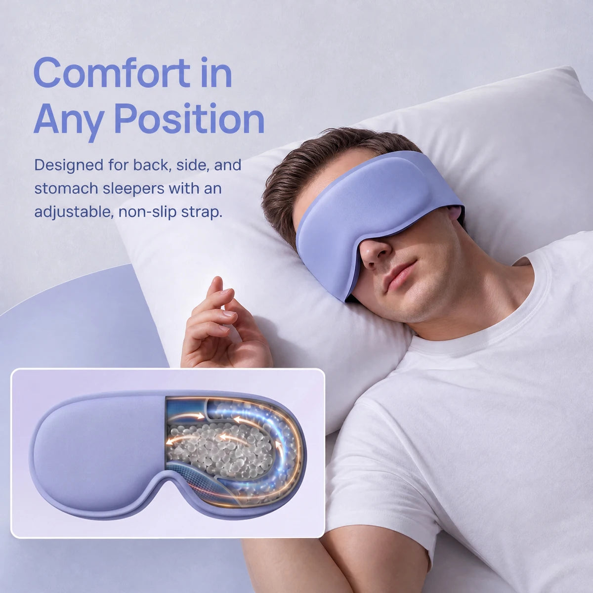 Sleep Eye Mask, 3D contour design with gravity beads inside, weighted Eye Mask 100% light blocking, relieving eye fatigue