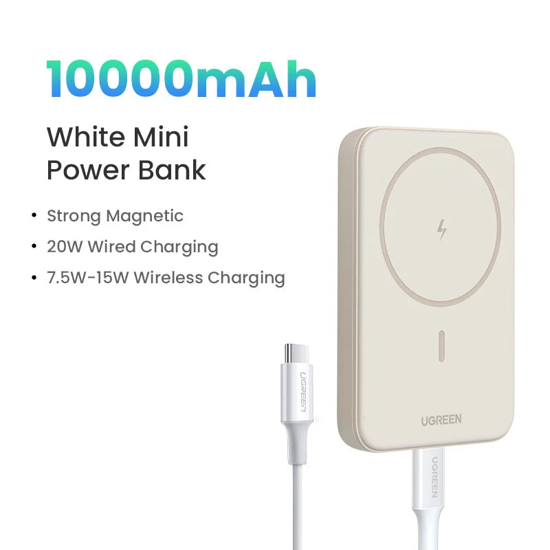 Magnetic Power Bank 5000mAh/10000mAh Portable Fast Charging Battery 10000mAh White Tidesmit