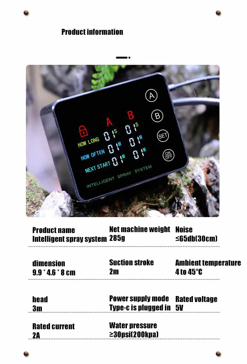 Rainforest Sprayer Double Pump Control Automatic Mist Timing Spray System Kit Irrigation Timer Reptile Sprayer Humidifier