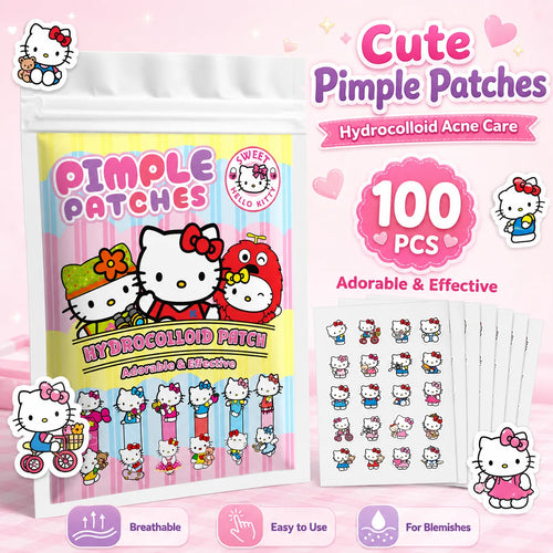 Tidesmit 100PCS Hello Kitty hydrocolloid acne patches for invisible blemish concealing and cute skin care.