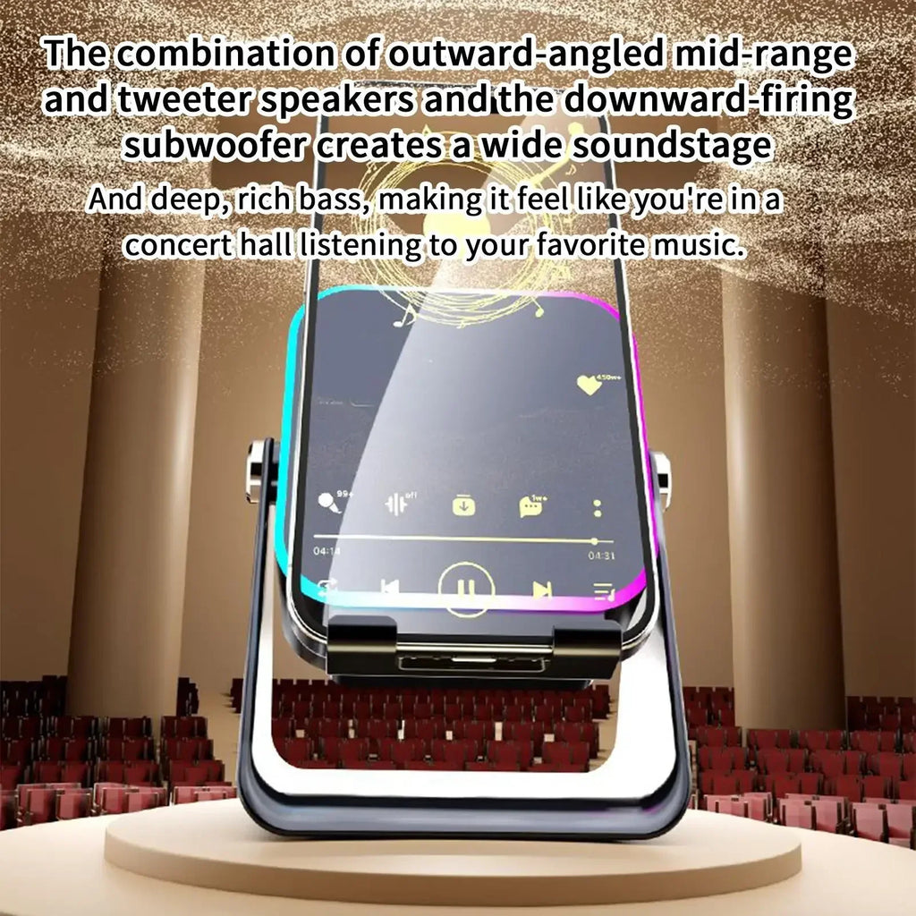 5 In 1 Auto Induction Bluetooth Speaker With 8 Modes RGB Light Portable Audio Device With Phone Holder Holiday Christmas Gift