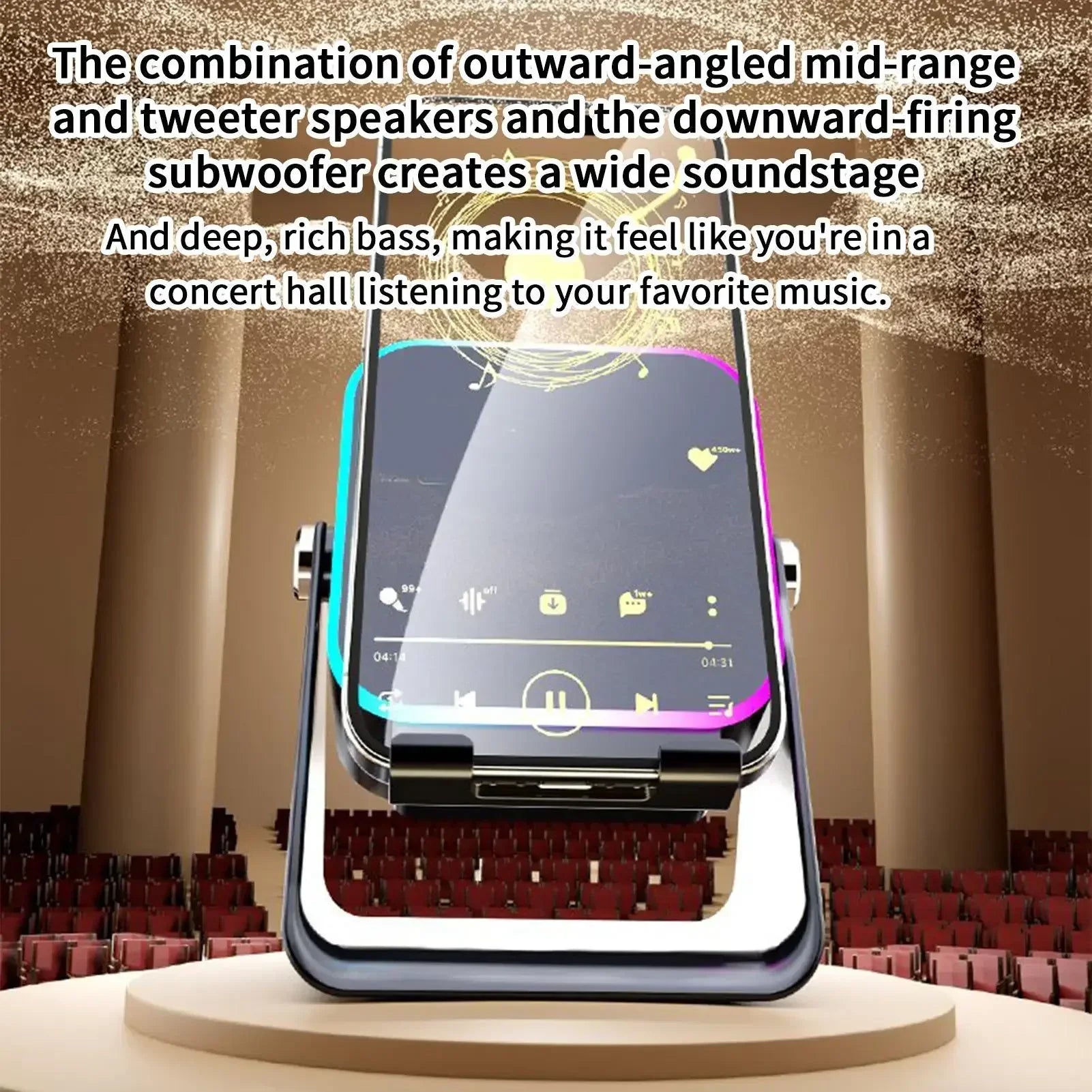 5 In 1 Auto Induction Bluetooth Speaker With 8 Modes RGB Light Portable Audio Device With Phone Holder Holiday Christmas Gift