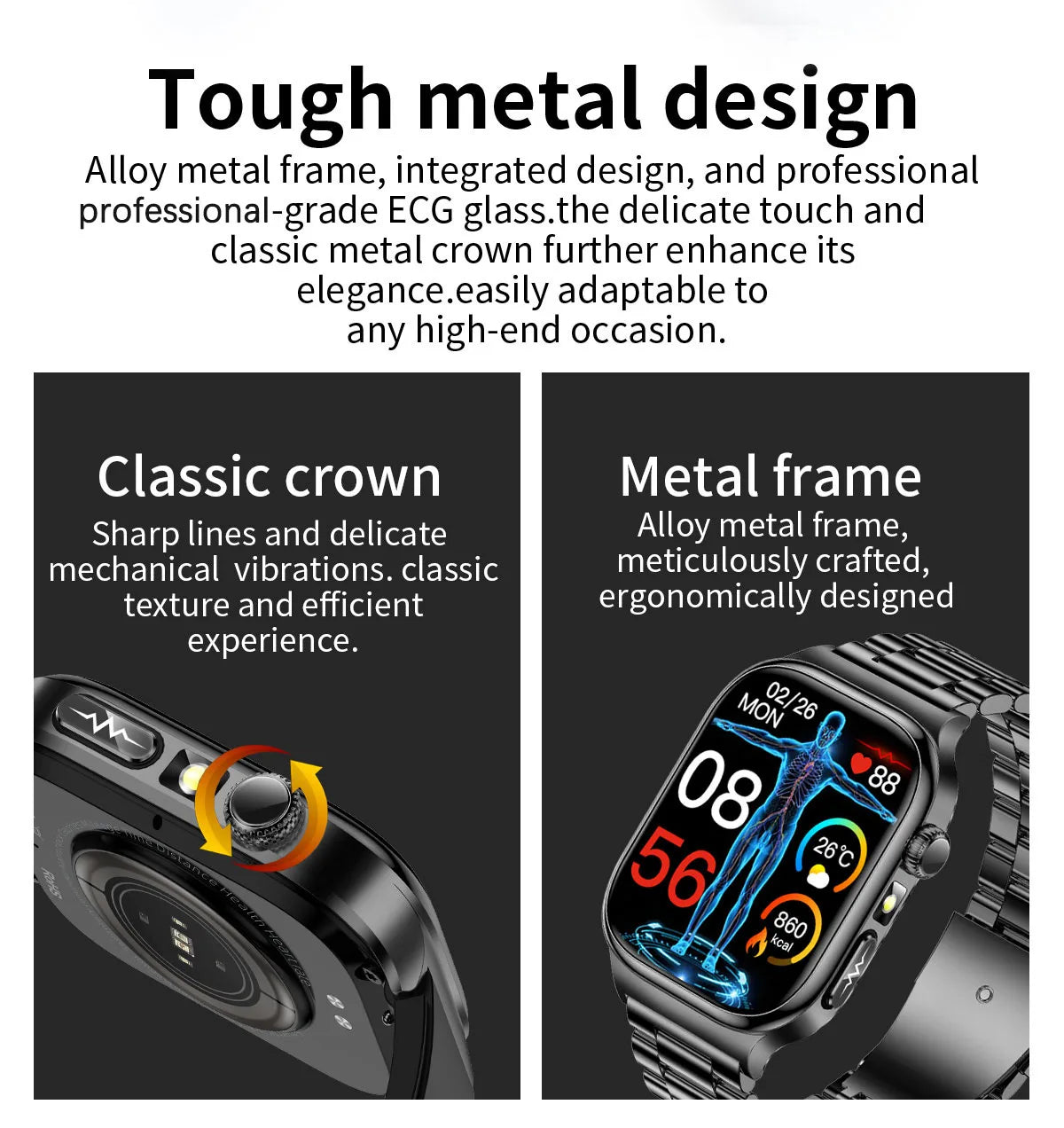 2026 New ECG Heart Health Analysis Smart Watch Accurate Uric Acid Blood Pressure Body Fat Five organ Fitness Health Smart Watch