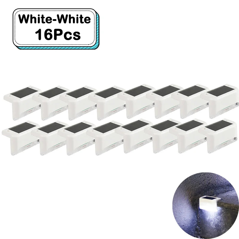 Outdoor Solar Step Lights Warm White LED Waterproof Stair Path Lighting for Garden Patio Fence Balcony Decoration Solar Power
