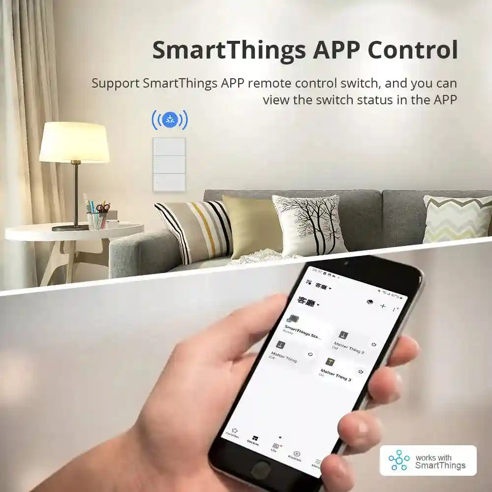 Matter Smart Wall Light Switch WiFi | 1-6 Gang Multi-Room Control Tidesmit