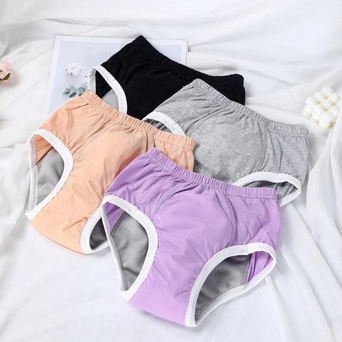Pack of 4 assorted color baby training diaper underwear for potty training comfort.