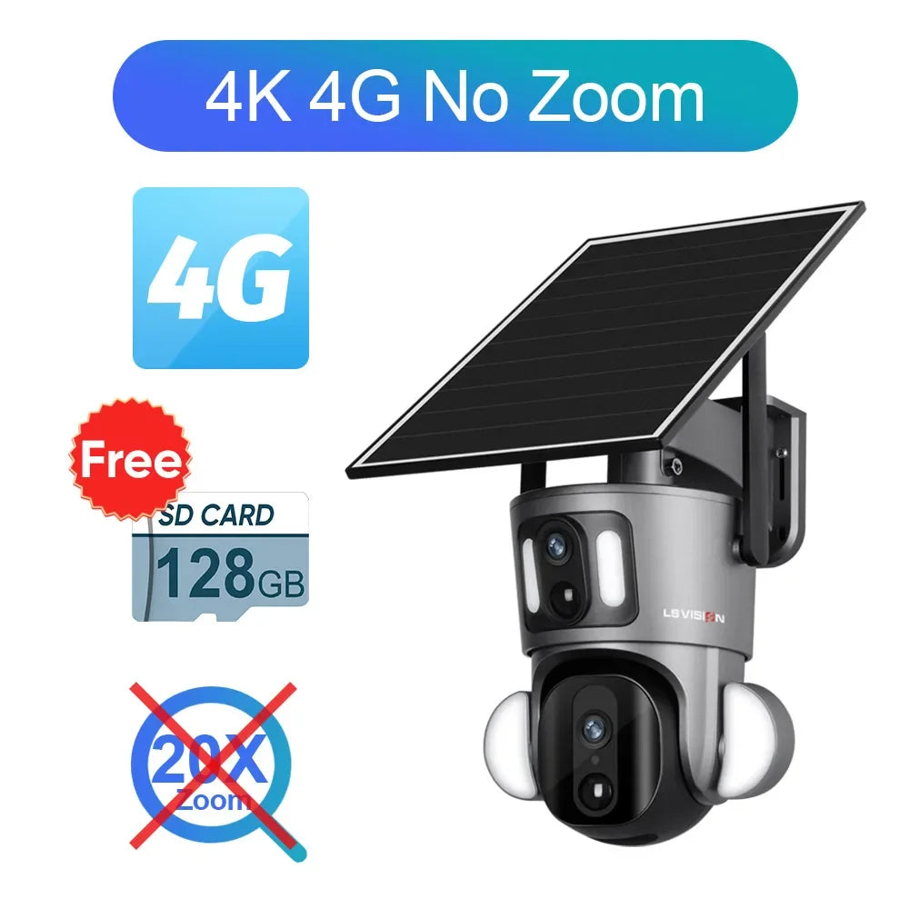 Outdoor solar PTZ security camera, gray, 4G, no-zoom version