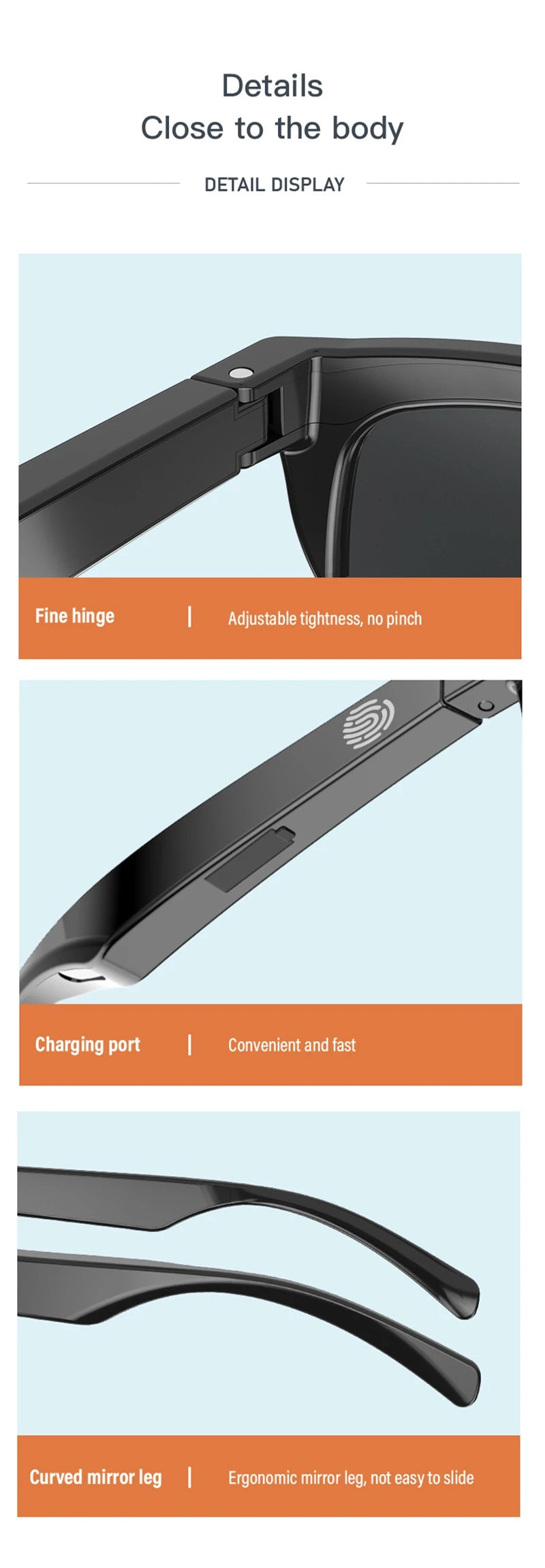 Bluetooth Smart Glasses with Spatial Audio - Black Matte Finish Tidesmit