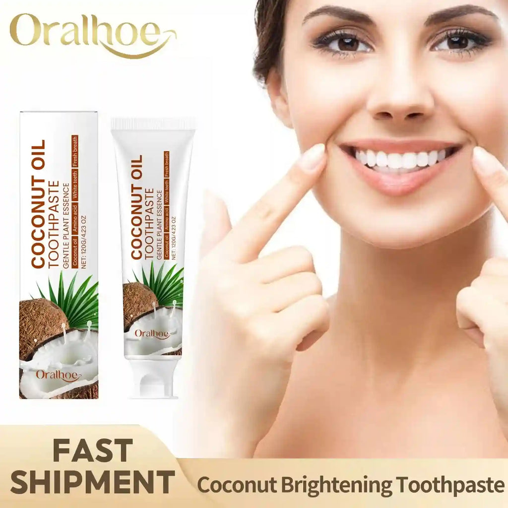 Tidesmit coconut oil teeth whitening toothpaste for enamel repair, tartar removal, and fresh breath.