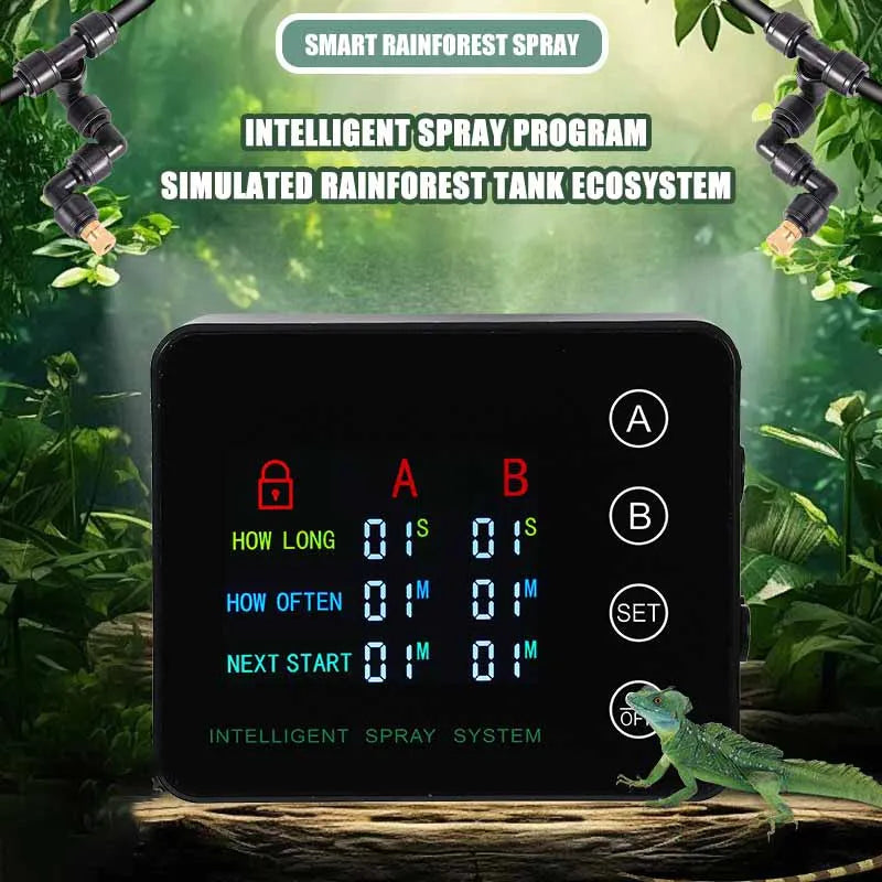 Rainforest Sprayer Double Pump Control Automatic Mist Timing Spray System Kit Irrigation Timer Reptile Sprayer Humidifier