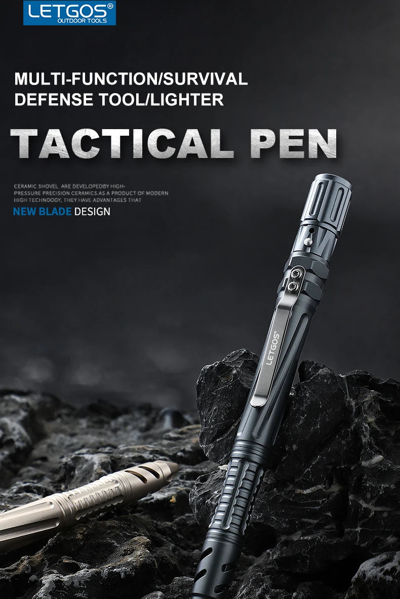 LETGOS Tungsten Steel Tactical Pen - Emergency Self Defense Multi Tool Survival Pen + Glass Breaker + EDC Tool Box Set for Men