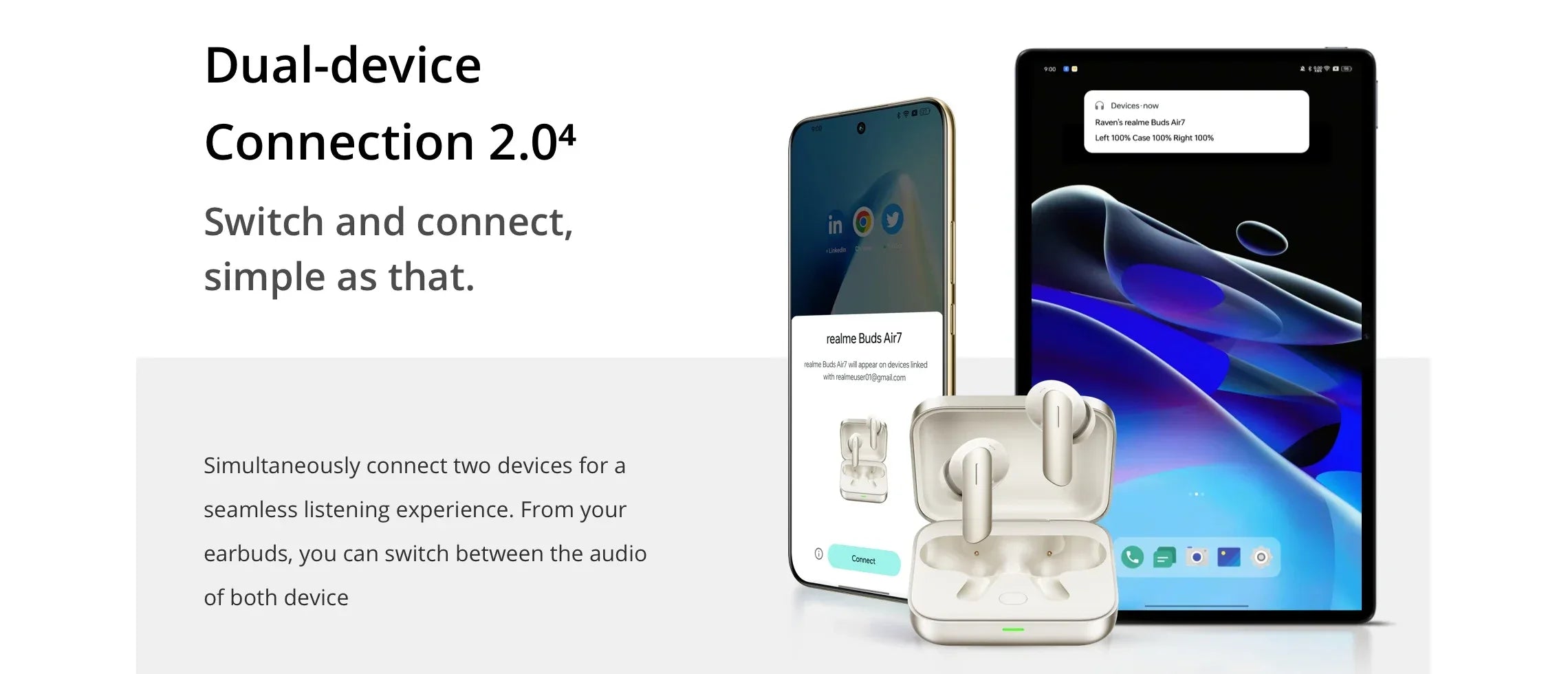 Realme Buds Air 7 Wireless Earphones 52H Battery Life - Tidesmit Tidesmit