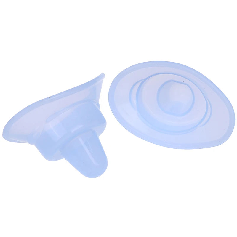 Two reusable soft blue silicone eyewash cups for gentle eye cleansing and bathing on an isolated white background.
