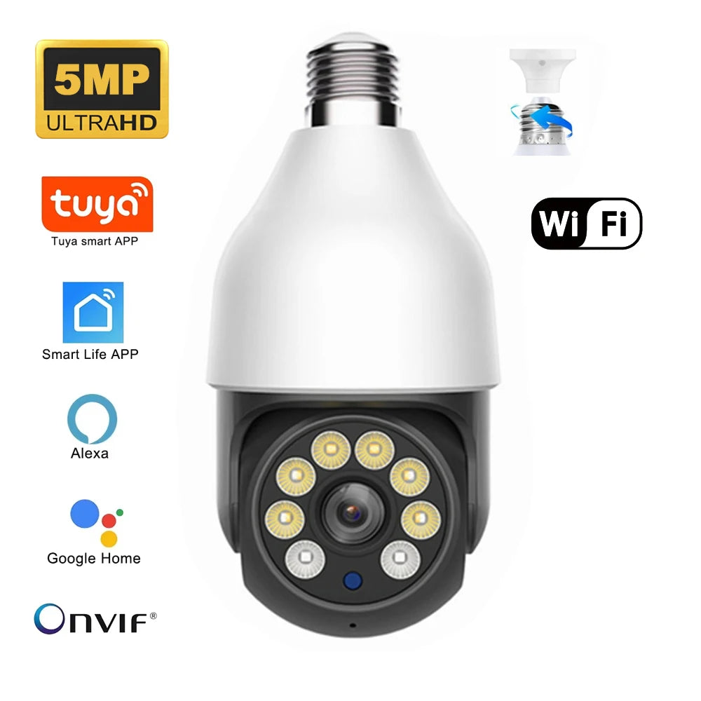 Outdoor WiFi security camera, 5MP UltraHD, no microSD card label shown