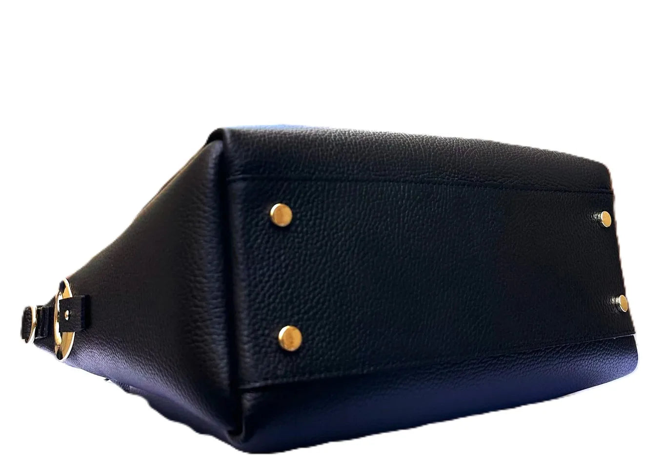Royaa Handmade Genuine Leather Non-Waterproof Polyester Lining Fashion Tote Bag Women Large Black Zipper Closure Single Shoulder