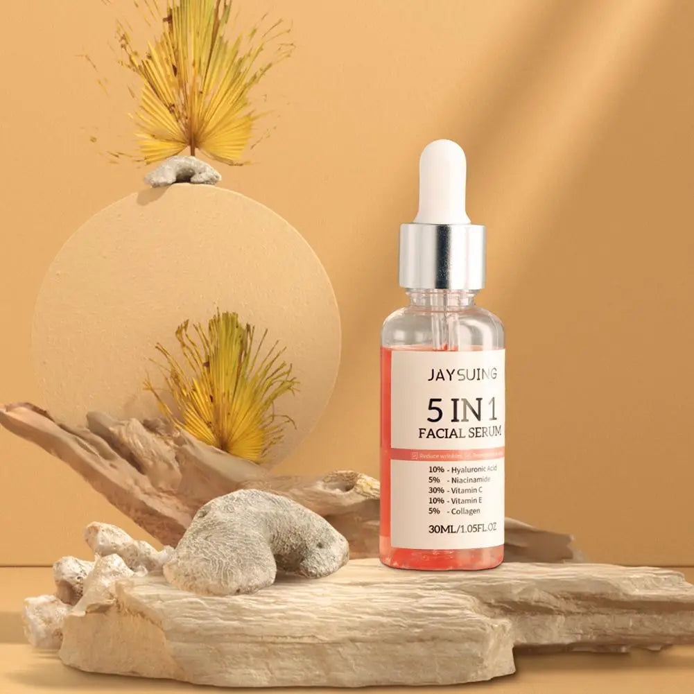 5 In 1 Face Serum 30% Vitamin C Moisturizing Whitening Anti Wrinkle Aging Niacinamide Hyaluronic Acid Facial Serum SkinCare 30ml