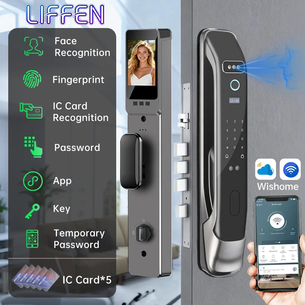3D Face Recognition Smart LOCK Unlock Digital Door Lock With Camera FIngerprint Password Unlock Keyless Electronic Door Lock