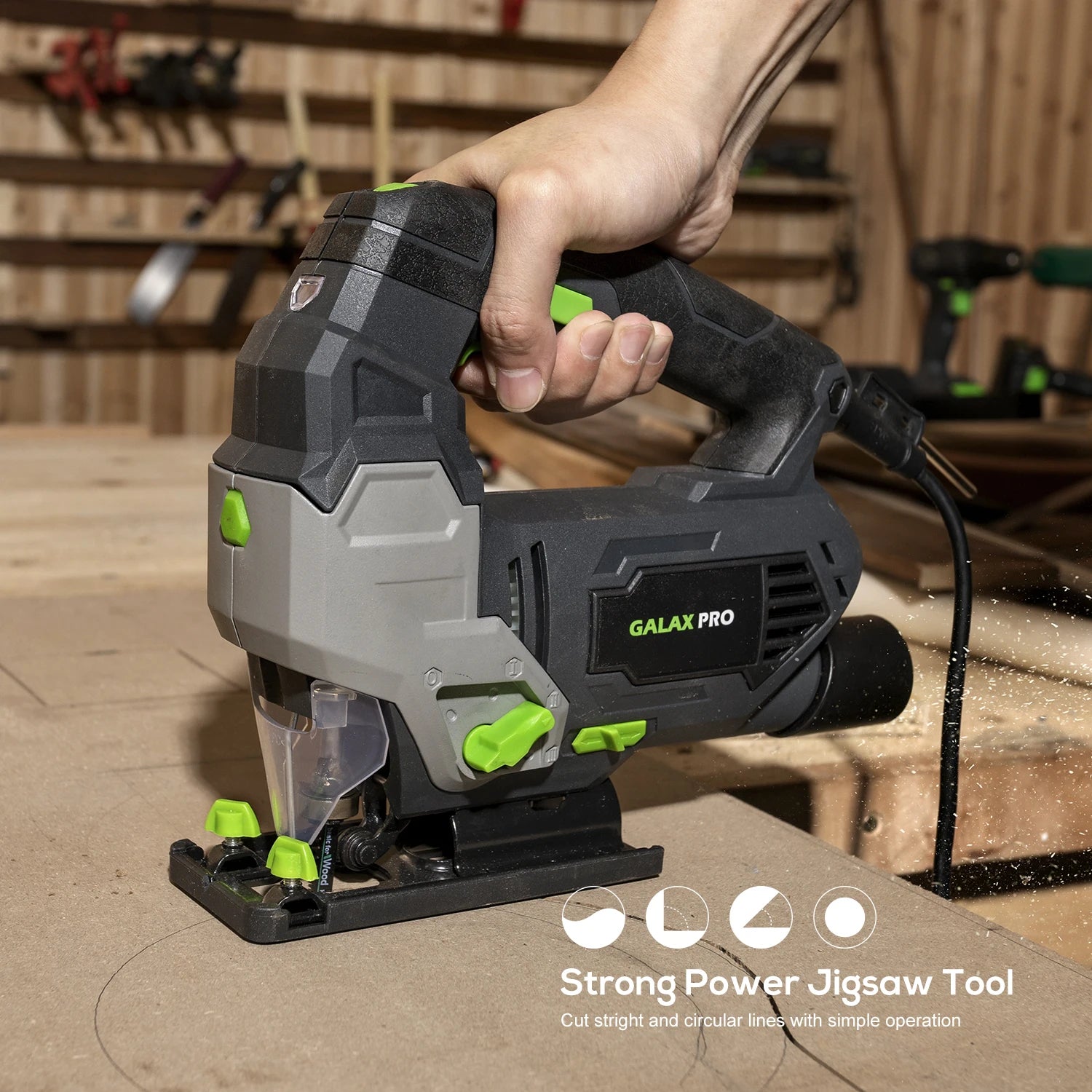GALAX PRO Jig Saw 800W Powerful Motor Adjustable ±45° Cutting 3000 RPM Electric Saber Saw Wood Tool for Chainsaw DIY Woodworking