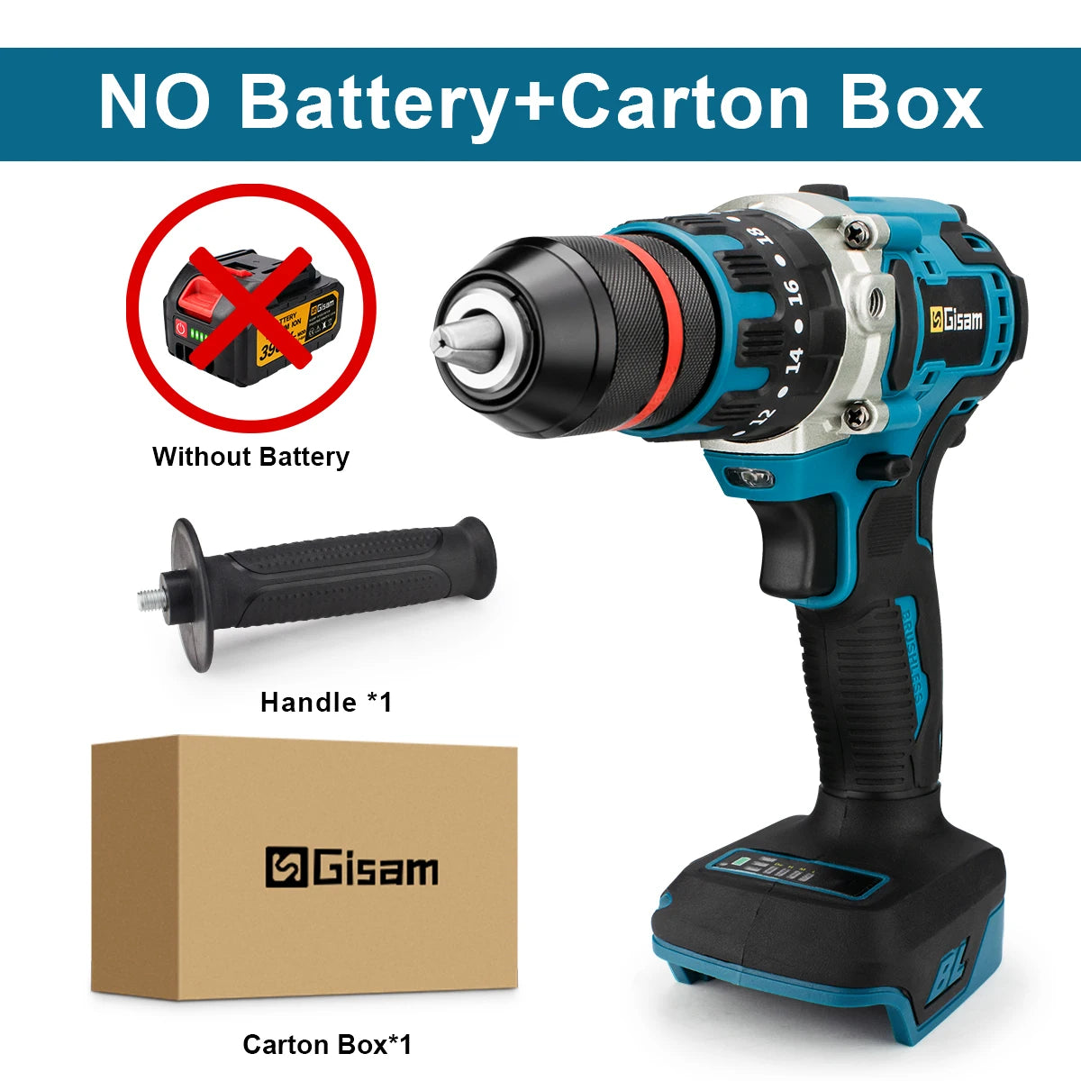 13mm 480N.M Brushless Electric Impact Drill Cordless Drill Electric Screwdriver DIY Driver Power Tool for Makita 18V Battery Pin