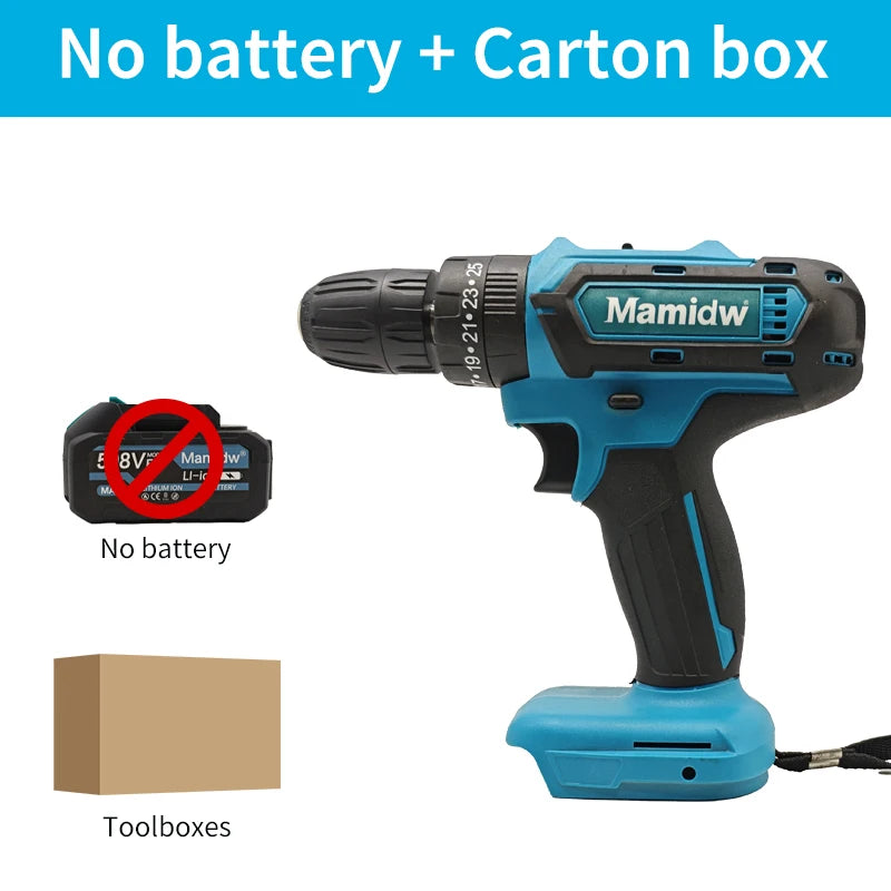 25Nm Cordless Drill, Electric Power Drill for Makita 18V, 3/8” Keyless Chuck, 2 Variable Speed, 25+3 Torque Positions for Precise DIY & Assembly