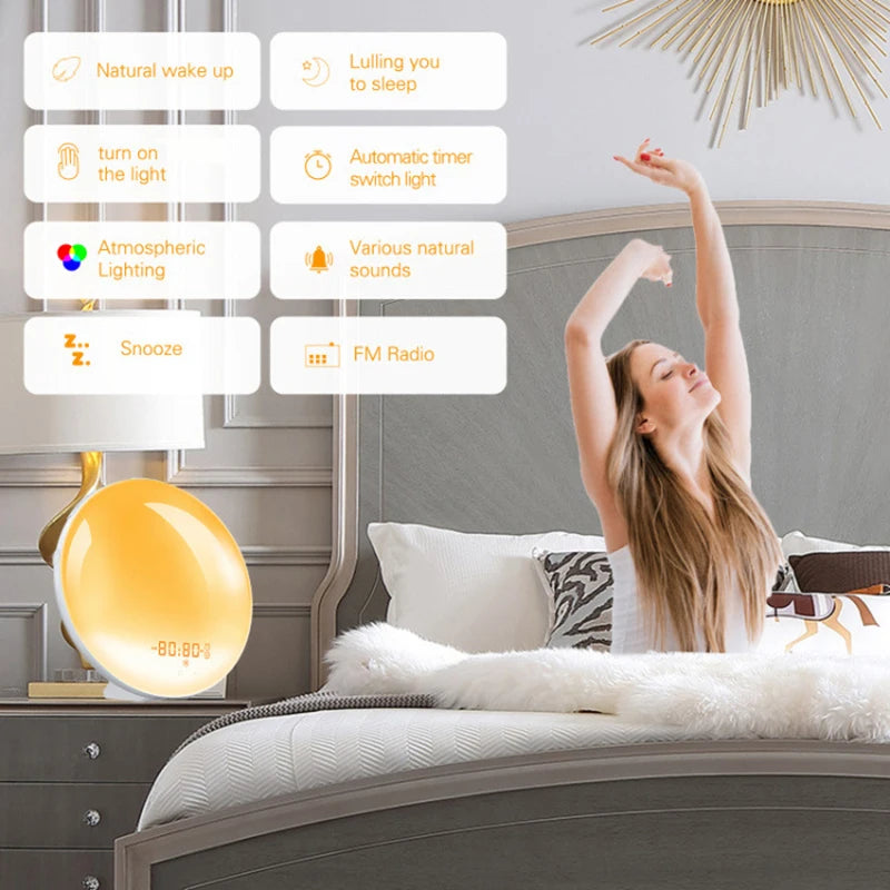 Wake Up Light Alarm Clock with Sunrise Simulation & FM Radio Tidesmit