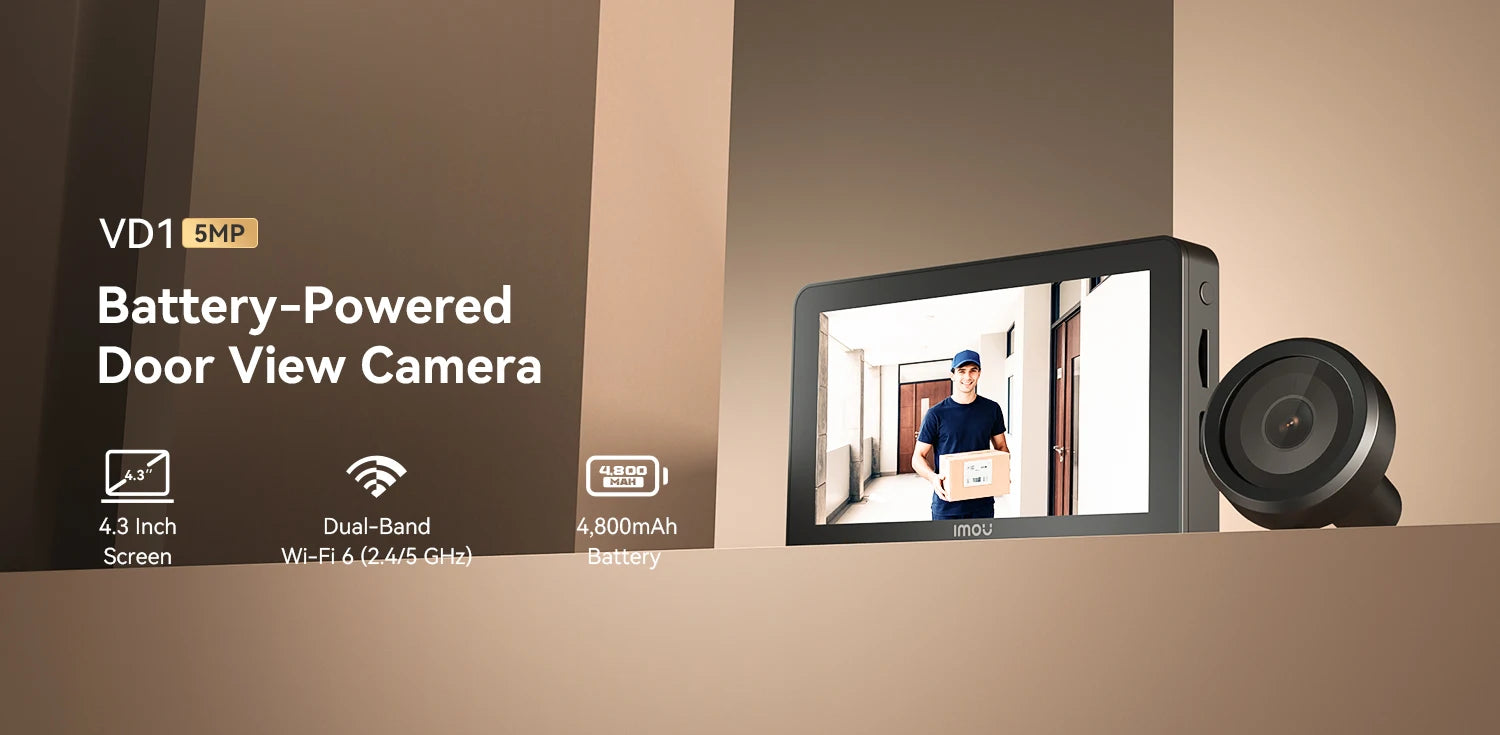 IMOU Smart Cat Eye 4.3'' Color Monitor, 5MP Wireless Video Camera,  2.4/5GHz Wi-Fi Intercom Doorbell