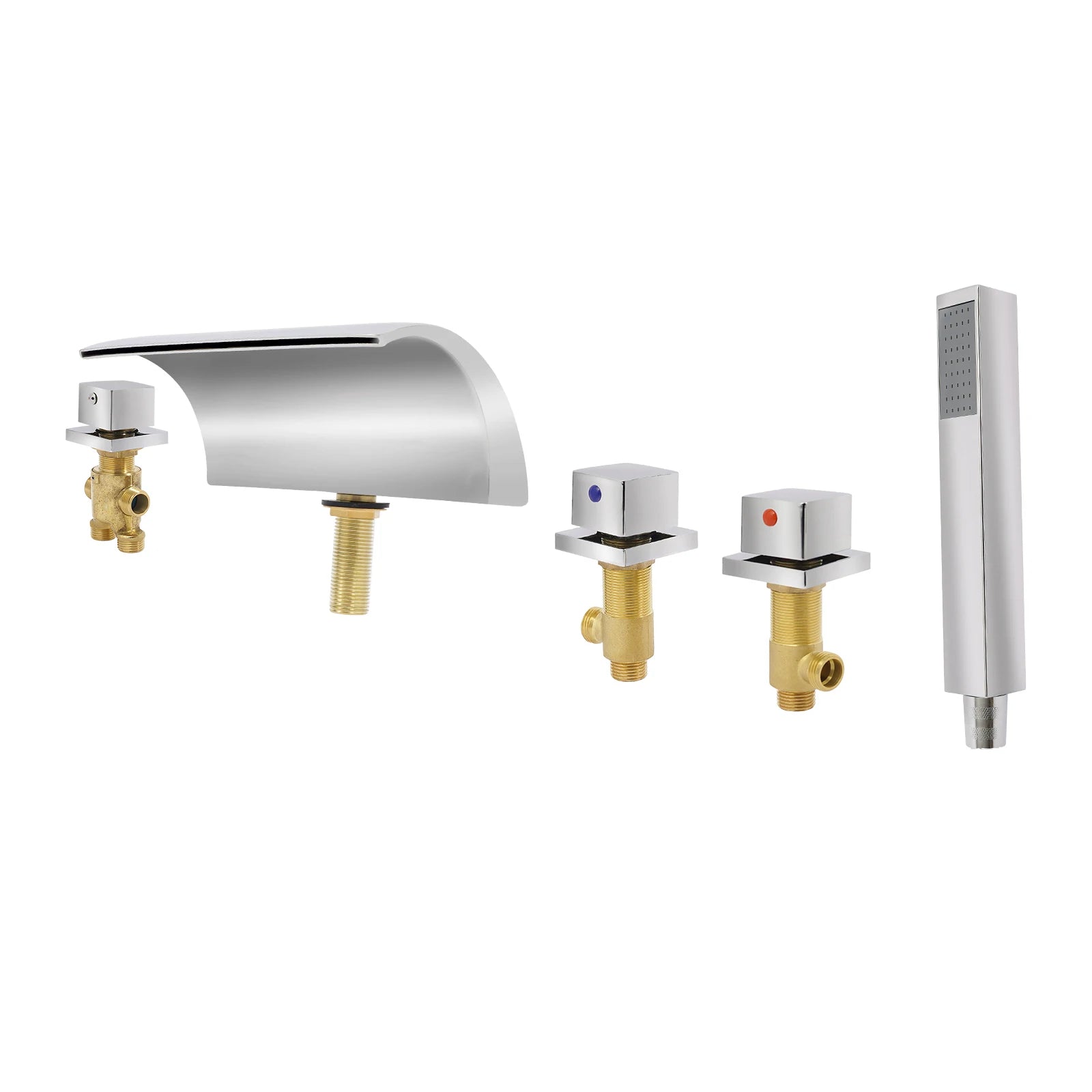 Waterfall Faucet with Handheld Sprayer, Wide Laminar Flow Spout Reduces Splashing, for Bathroom Kitchen Sink, Easy to Clean, Modern Design, Complete Accessories for Installation