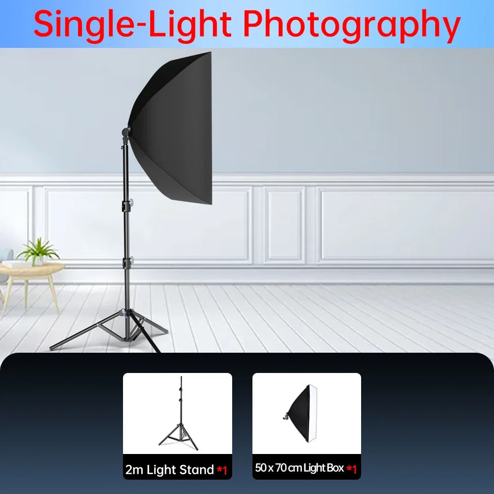 Single 50x70cm softbox photography light on stand