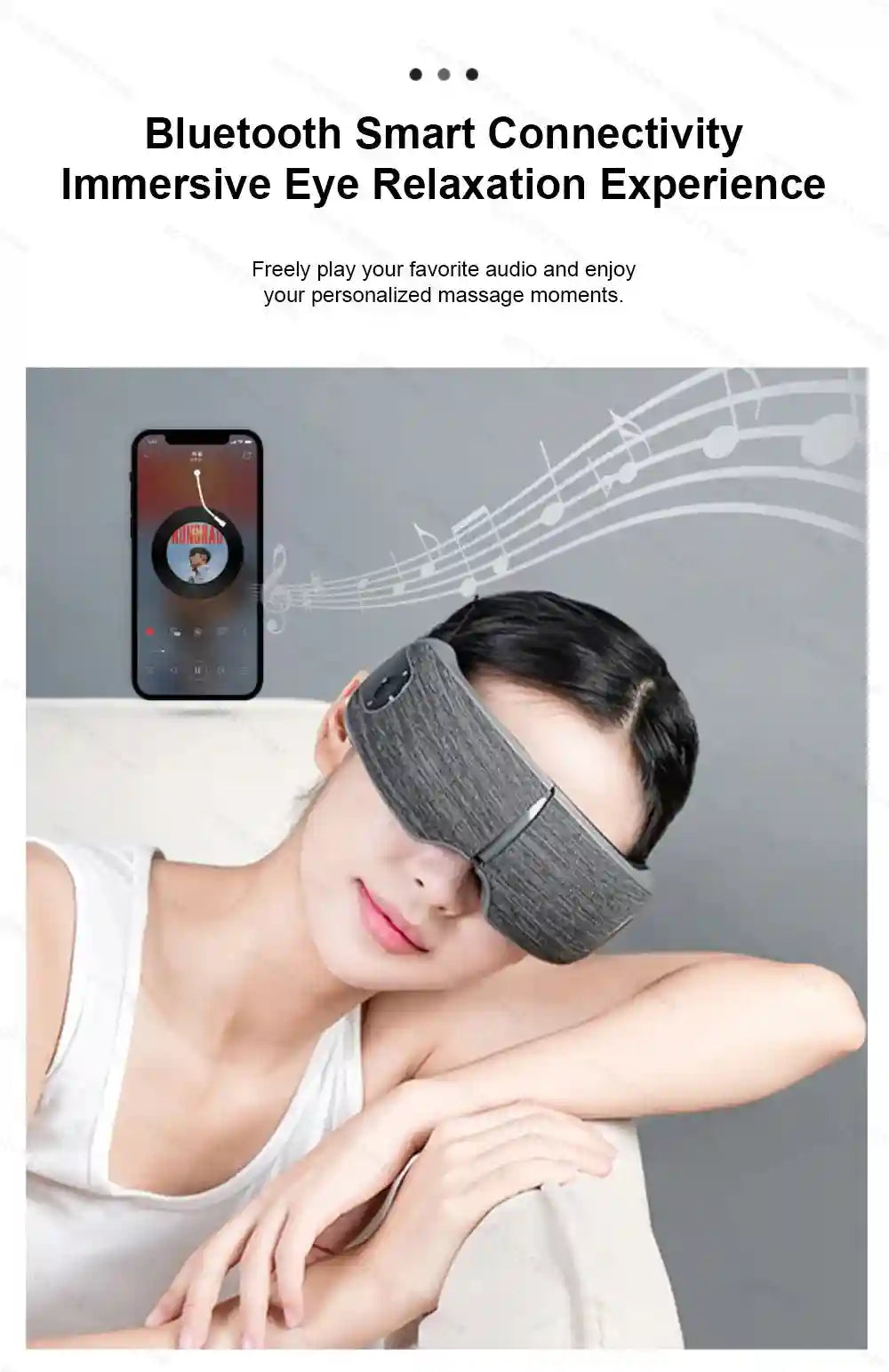 Smart Eye Massager with Heat and Air Compression - Black Eye Massage Instrument Tidesmit