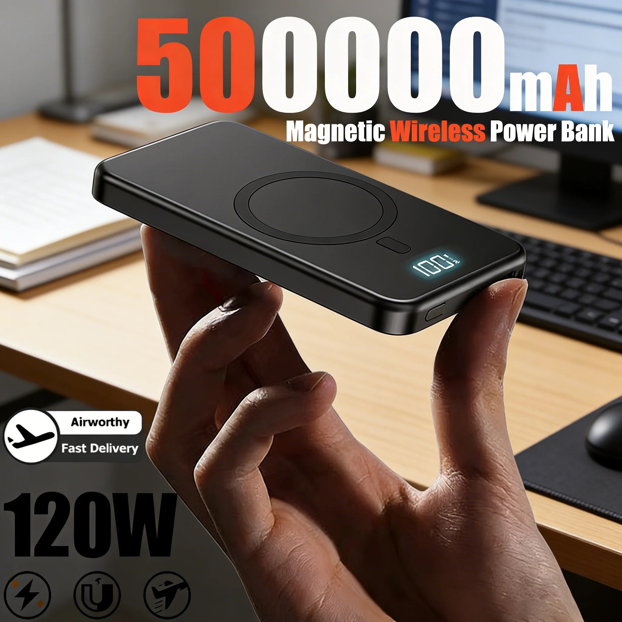 Tidesmit 50000mAh Magnetic Power Bank - 120W PD Fast Charging Portable Tidesmit
