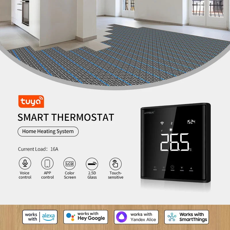 Smart Floor Heating Thermostat Tuya WiFi Electric/Water Heating Temperature Controller Smart Home for Alexa Yandex Google Home