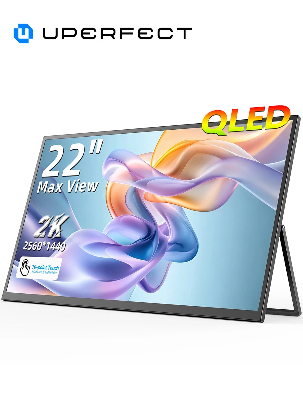 UPERFECT 22" 2K Portable Touchscreen Monitor w/VESA & 180°Adjustable Stand 2560 * 1440 QHD FreeSync IPS HDR Large Gaming Display
