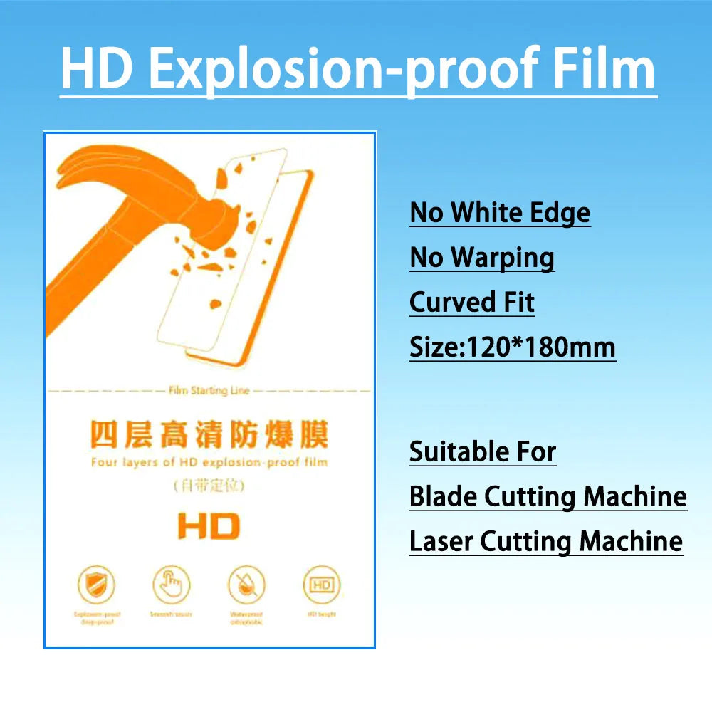 50PCS TPU Flexible Hydrogel Film Straight Curved Screen Protector Cutting Machine Universal Mobile Phone Screen Protective Film