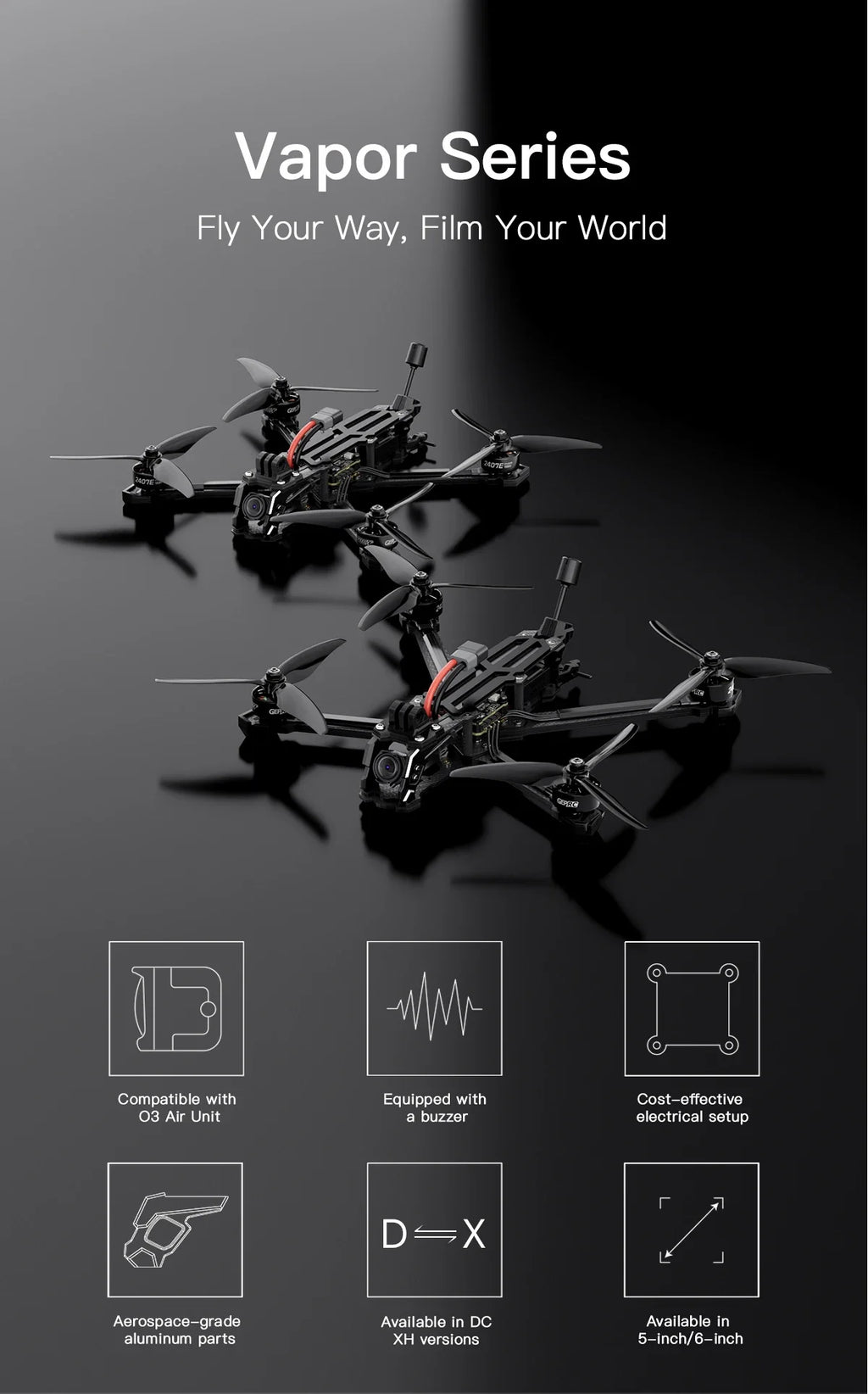 FPV Drone 6 Inch Analog Freestyle X-Shaped Quadcopter | Tidesmit Tidesmit