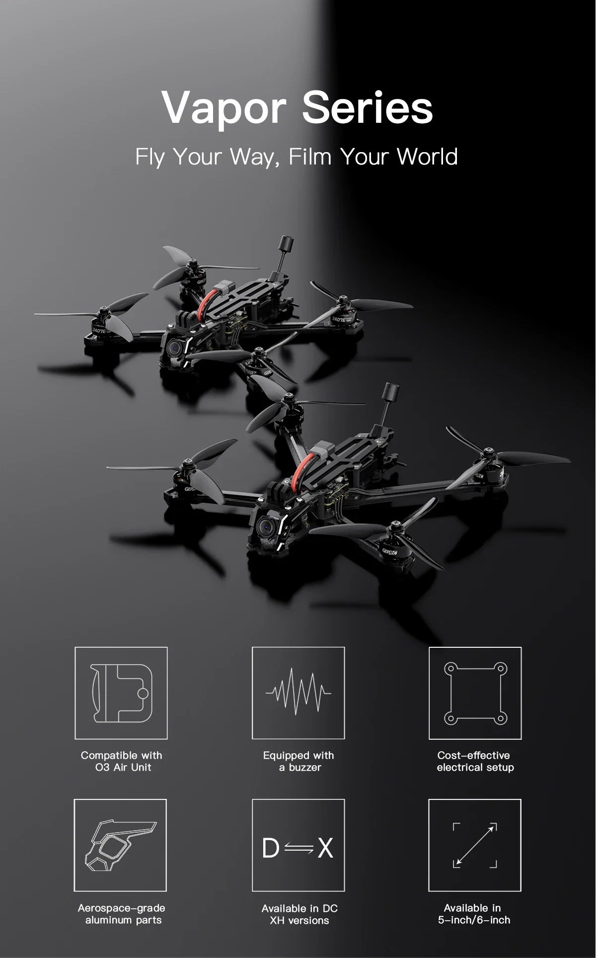 FPV Drone 6 Inch Analog Freestyle X-Shaped Quadcopter | Tidesmit Tidesmit