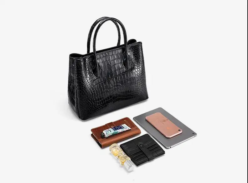 2023 New Designer Crocodile Leather Women Handbag Business Genuine Leather Lady Bag  Large Capacity Shoulder Crossbody Bag 40