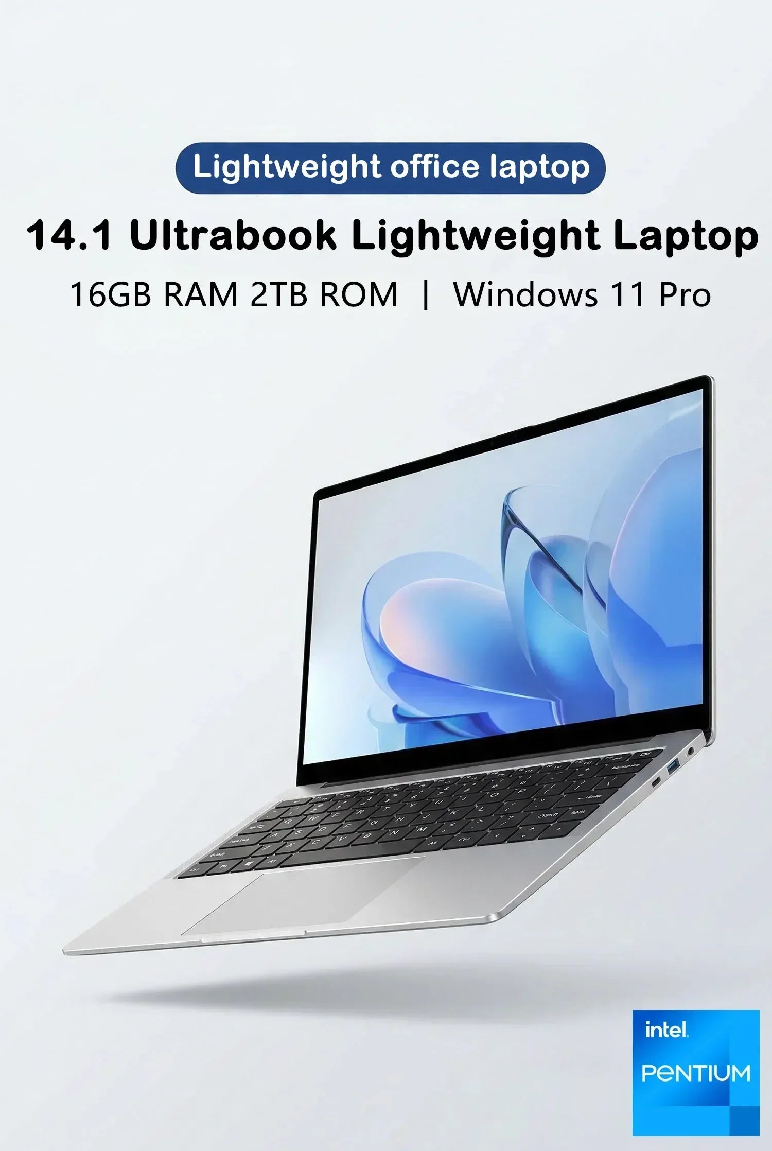 2026 New14.1 Inch Ultra Thin Laptop Intel N95 Win11 DDR4 2TB SSD Portable Slim Business Office Student Notebook PC 16GB 32GB RAM