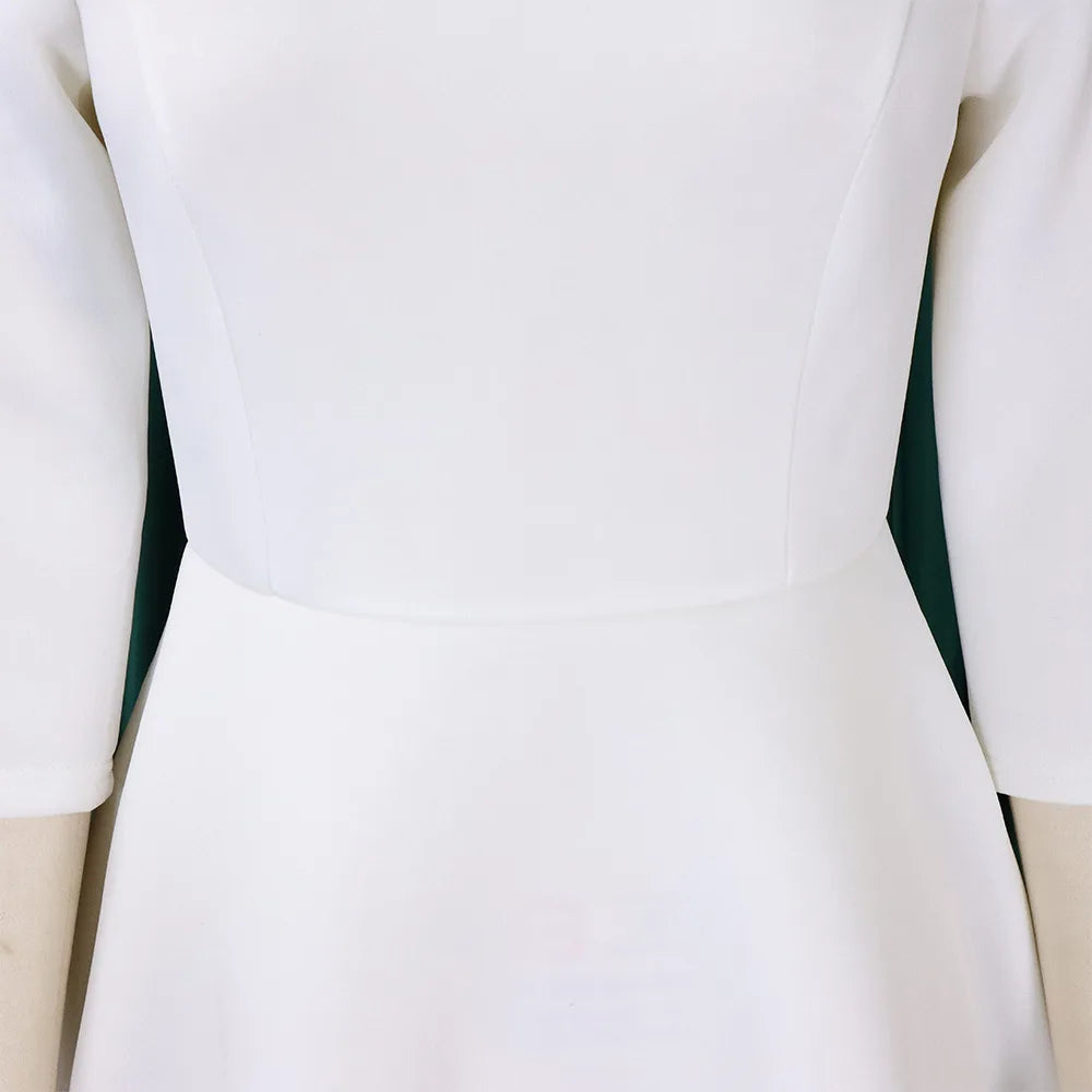 Elegant Pure Color Maxi Dress Evening Gown A- Line Skirt Polyester Fabric round Neck Short Sleeve High Waist Midi Dress