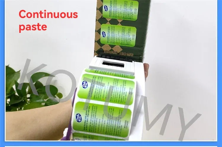 Handheld labeler with stacked barcode label rolls and white side housing