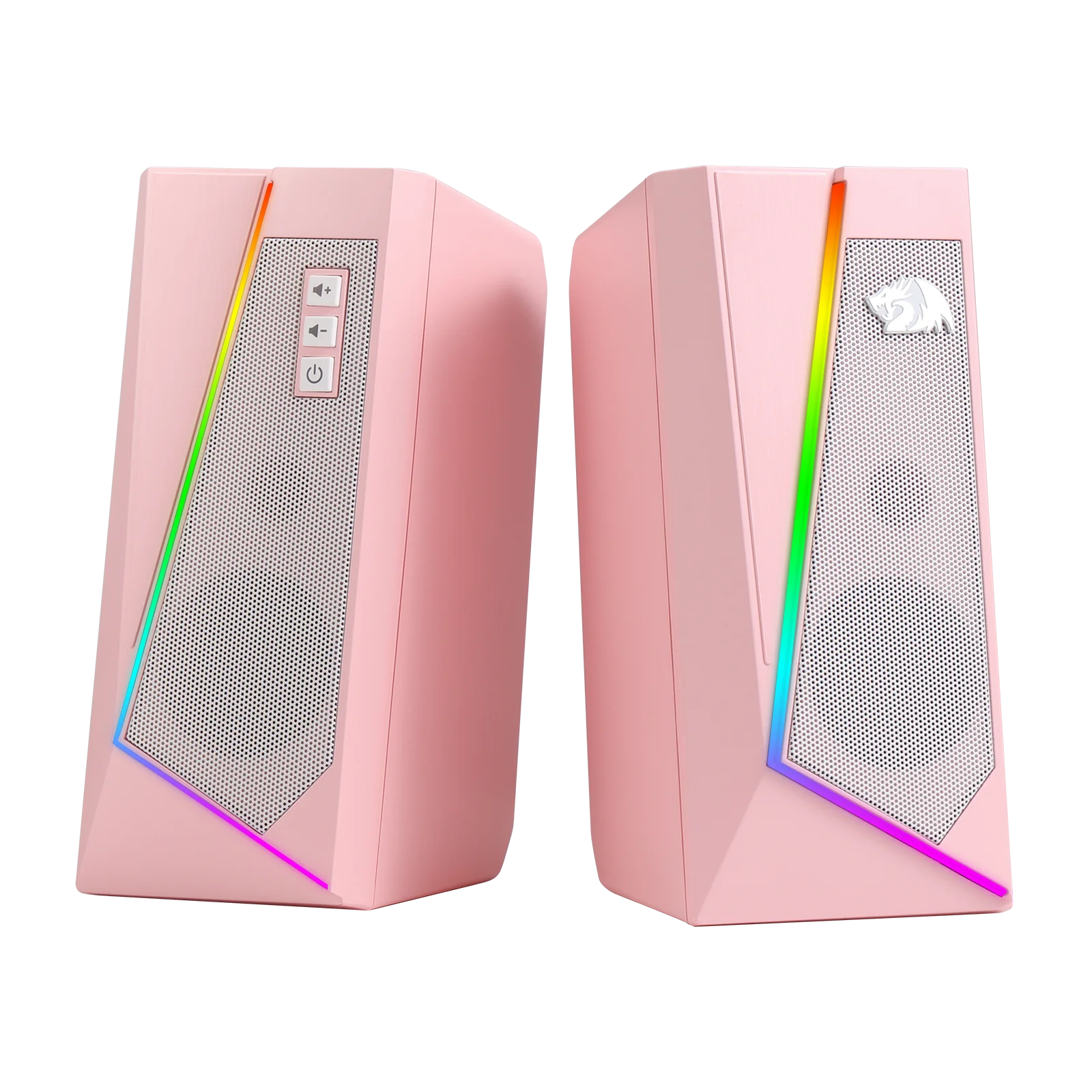 Redragon GS520 RGB Desktop Speakers, 2.0 Channel PC Stereo Speaker with 6 Colorful LED Modes, Enhanced Sound, White/Pink