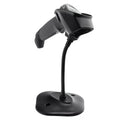 Black adjustable barcode scanner bracket stand with flexible neck and round base
