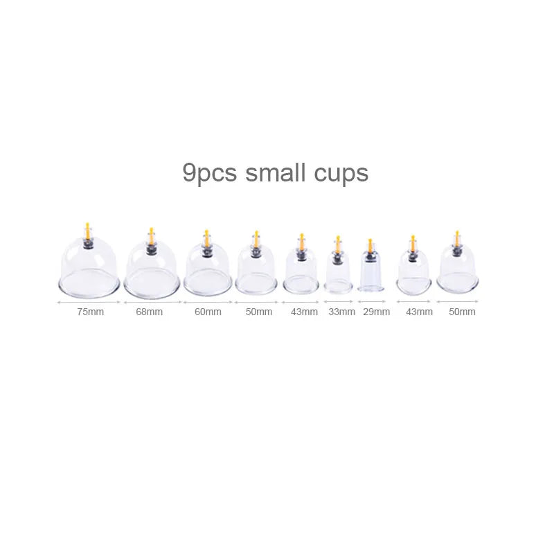 Vacuum Cupping Therapy Set for Breast and Buttock Lifting - 137mm Fascia Gun 9pcs small cupping Tidesmit