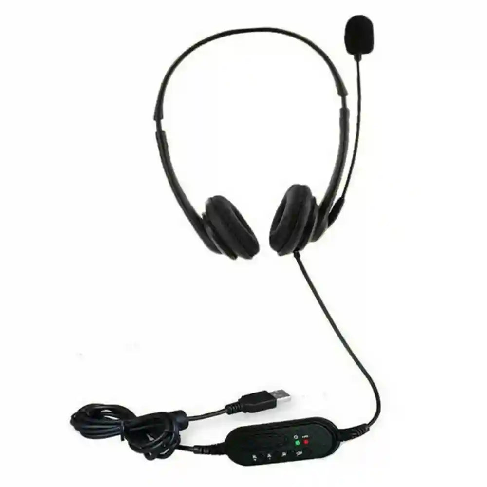 USB Computer Headset with Noise Cancelling Microphone - Black Tidesmit Tidesmit